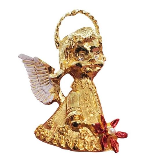 Vintage Gerry’s Angel holding pearl centered Poinsettia. - Picture 1 of 7
